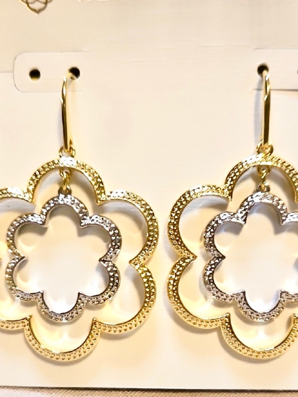 Kendra Scott Two-Tone Gold and Silver Floral Drop Earrings